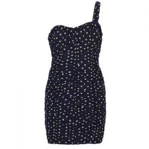 Polka-dot Mono-strap Dress - Blue discountshub