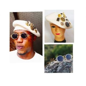 French-style Multi-button Beret + Small Oval Steampunk Sunglasses (unisex) discountshub