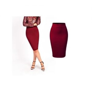 Corporate Midi Bodycon Pencil Skirt - Wine discountshub