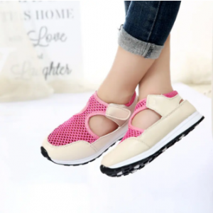 Girls Splicing Mesh Breathable Hook Loop Casual Sandals discountshub