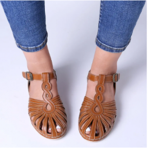 LOSTISY Women Rome Soft Breathable Hollow Closed Toe Buckle Sandals discountshub