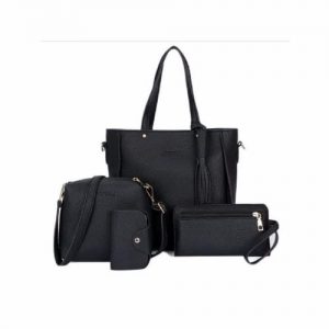 Ladies of Love Leather Handbag - 3 Set- Black discountshub