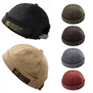 Men Women Couples Adjustable Solid Corduroy Velvet Brimless Hats Retro Crimping Bucket Cap discountshub