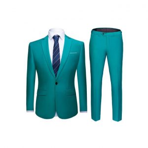 Men's Slim Fit Suit - Teal Green discountshub