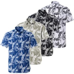 Summer Pure Cotton Mens Hawaiian Dress Shirt Loose Printed Short Sleeve Big Us Size Hawaii Flower Men Beach Floral Shirts discountshub