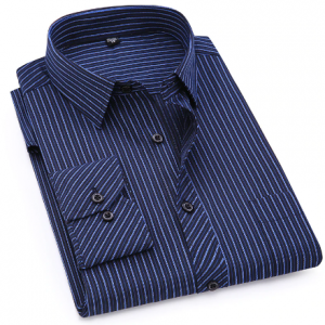 Plus Large Size 8XL 7XL 6XL 5XL 4XL Mens Business Casual Long Sleeved Shirt Classic Striped Male Social Dress Shirts Purple Blue discountshub