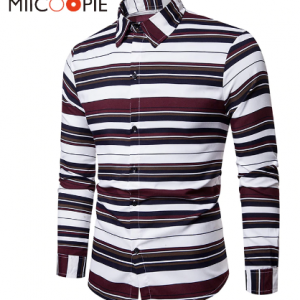 Colors Striped Long Sleeve Mens Shirt M-4XL Plus Size Slim Fit Casual Shirts Men Business Camisa Masculina Social Brand Clothing discountshub