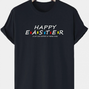 Mens 100% Cotton Easter Letter Print Short Sleeve T-Shirts discountshub