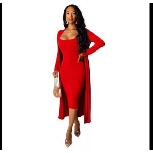 Princess Red Bodycon Gown With Kimono discountshub