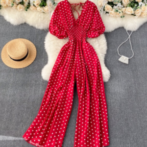 Summer Women Sexy Polka Dot Jumpsuits Romper Thin Ladies Loose Wide Leg Pants Overalls Playsuits Jumpsuits Casual 2021 discountshub