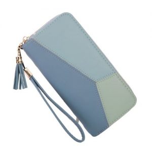 Women's Long Section Zipper Wallet Wristlet - Blue discountshub