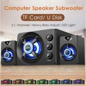 LED Light 2.1 Desktop Computer Heavy Speaker Subwoofer Home Combination Bluetooth Speaker PC Laptop Cellphone USB Power Supply discountshub