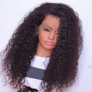 Middle Part 180% Density Kinky Curly Lace Front Wig Synthetic For Black Women Preplucked 26 Inch Long Heat Resistant Babyhair discountshub